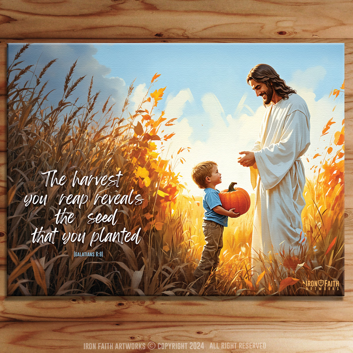 Jesus In Fall Boy with Jesus in the Pumpkin Patch: Fall Christian Wall Art – Iron ...