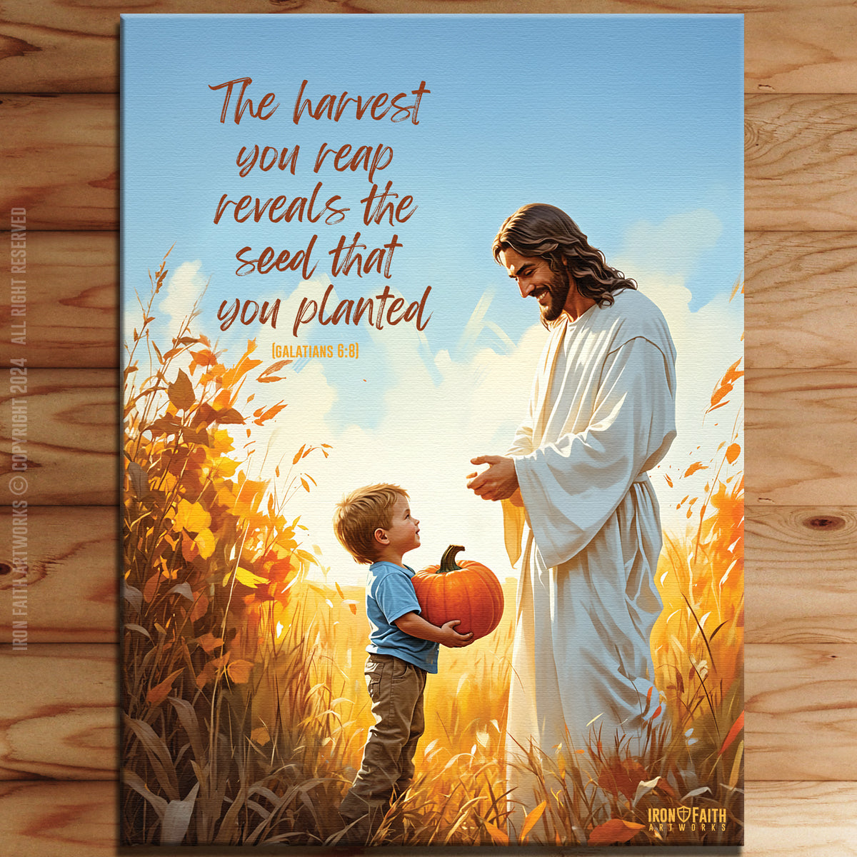 Jesus In Fall Boy with Jesus in the Pumpkin Patch: Fall Christian Wall Art – Iron ...